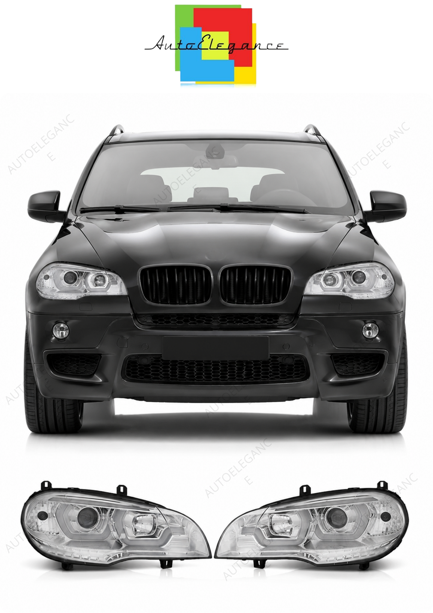💕 Fari Anteriori Adatto per BMW X5 E70 07-13 Tube Light DRL Cromati 💕