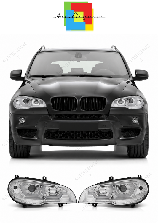 💕 Fari Anteriori Adatto per BMW X5 E70 07-13 Tube Light DRL Cromati 💕