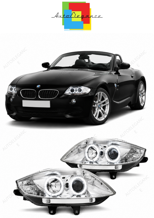💕 Fari Anteriori Adatto per BMW Z4 E85 E86 02-08 Angel Eyes Cromati 💕