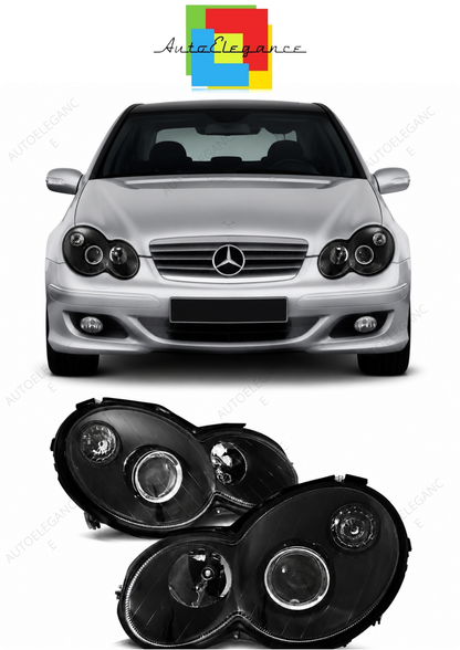 💕 Fari Anteriori Adatto per MERCEDES CL203 C-KLASA 00-04 Neri 💕
