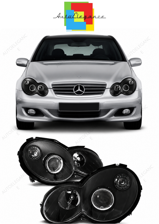💕 Fari Anteriori Adatto per MERCEDES CL203 C-KLASA 00-04 Neri 💕