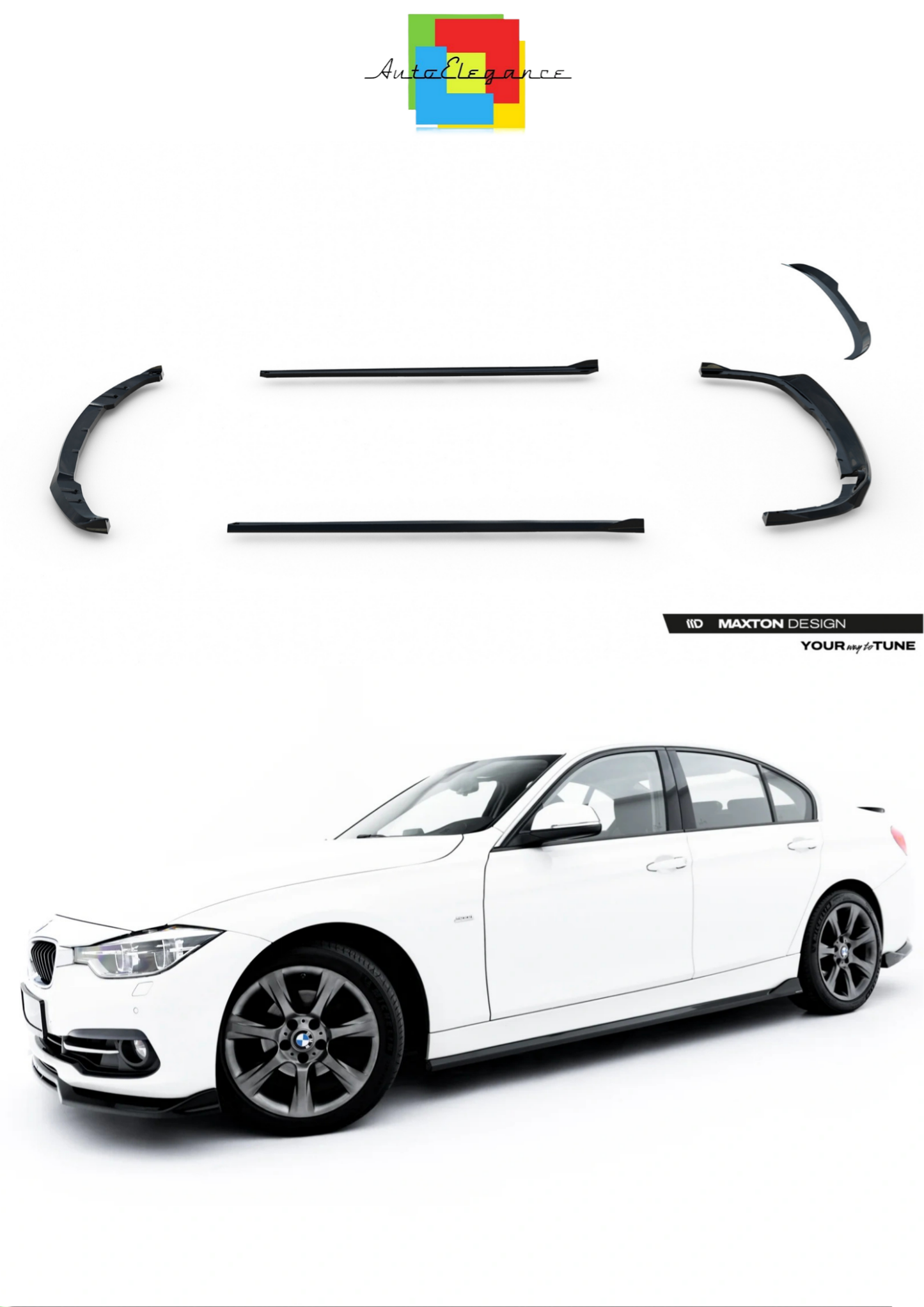 SPLITTER SUITABLE FOR VW GOLF 8 GTI GTD RLINE LOOK GLOSSY BLACK SPORTY DESIGN 