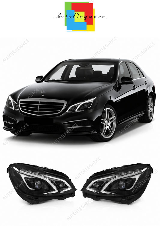 💕 Fari Anteriori Adatto per Mercedes W212 13-16 True DRL LED Neri 💕