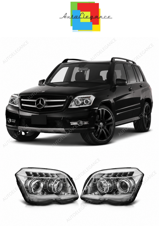 💕 Fari Anteriori Adatto per Mercedes GLK X204 08-12 Tube Light LED Cromati 💕