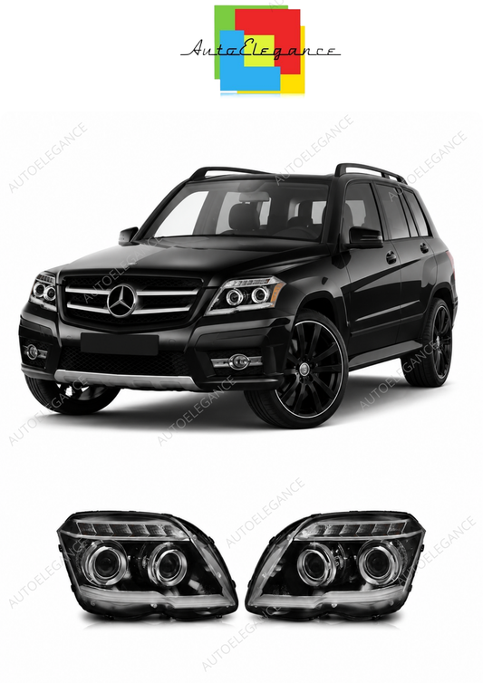 💕 Fari Anteriori Adatto per Mercedes GLK X204 08-12 Tube Light LED Neri 💕