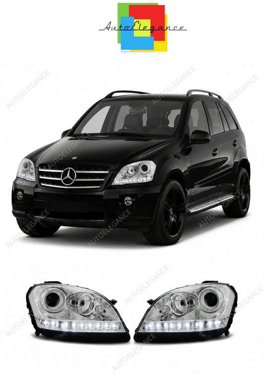 💕 Fari Anteriori Adatto per Mercedes W164 ML 05-07 Daylight LED Cromati 💕
