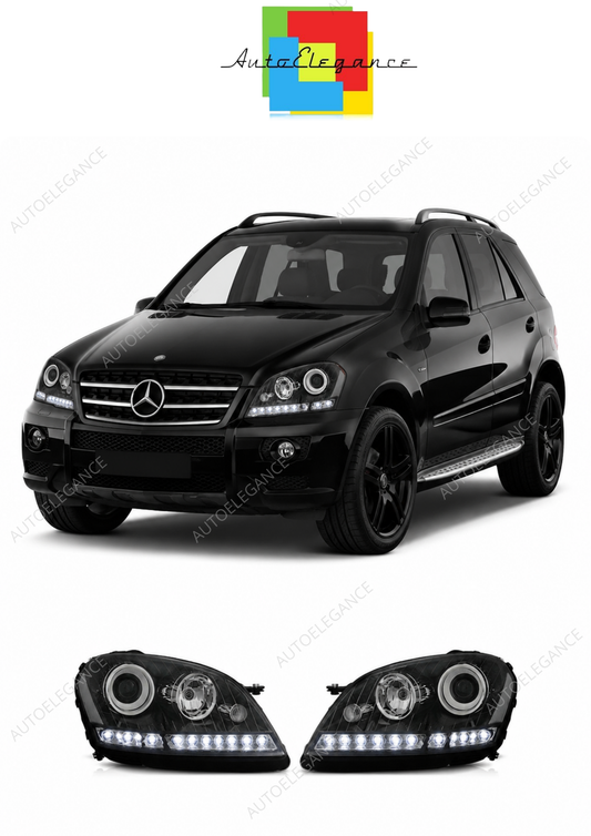 💕 Fari Anteriori Adatto per Mercedes W164 ML 05-07 Daylight LED Neri 💕