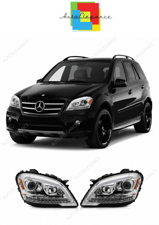 💕 Fari Anteriori Adatto per Mercedes W164 ML 09-11 Tube Light LED Seq Cromat💕