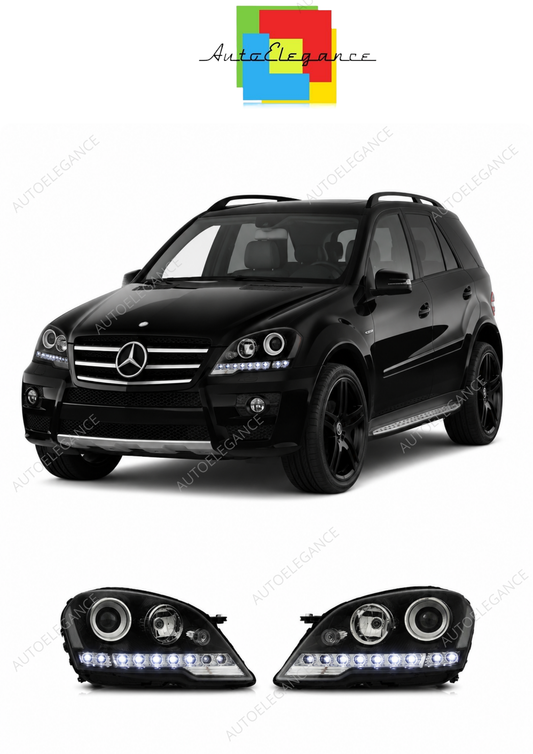 💕 Fari Anteriori Adatto per Mercedes W164 ML 09-11 Daylight LED Neri 💕
