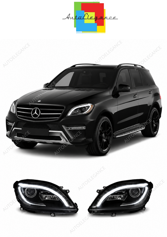 💕 Fari Anteriori Adatto per Mercedes M-KLASA W166 11-15 LED Neri 💕