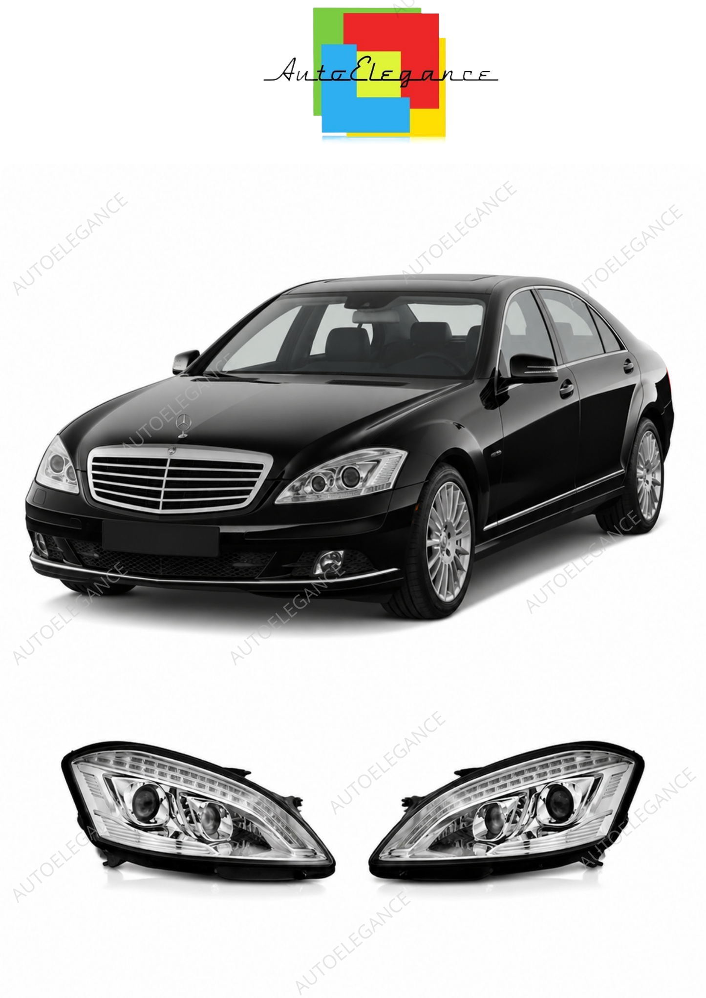 💕 Fari Anteriori Adatto per Mercedes W221 05-09 Xenon LED Daylight Cromati 💕