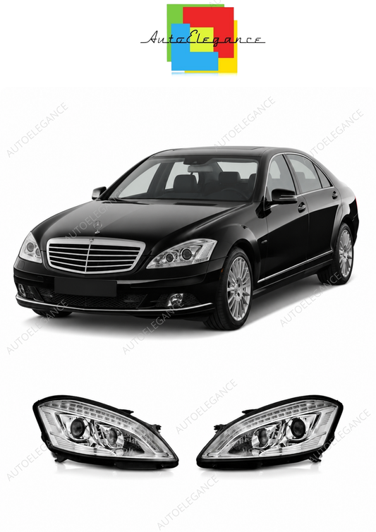 💕 Fari Anteriori Adatto per Mercedes W221 05-09 Xenon LED Daylight Cromati 💕