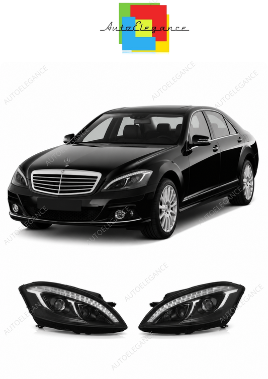 💕 Fari Anteriori Adatto per Mercedes W221 05-09 Xenon LED Daylight Neri 💕
