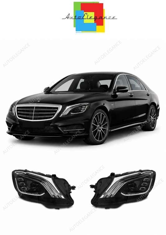 💕 Fari Anteriori Adatto per Mercedes W222 13-17 Full LED DRL Neri 💕