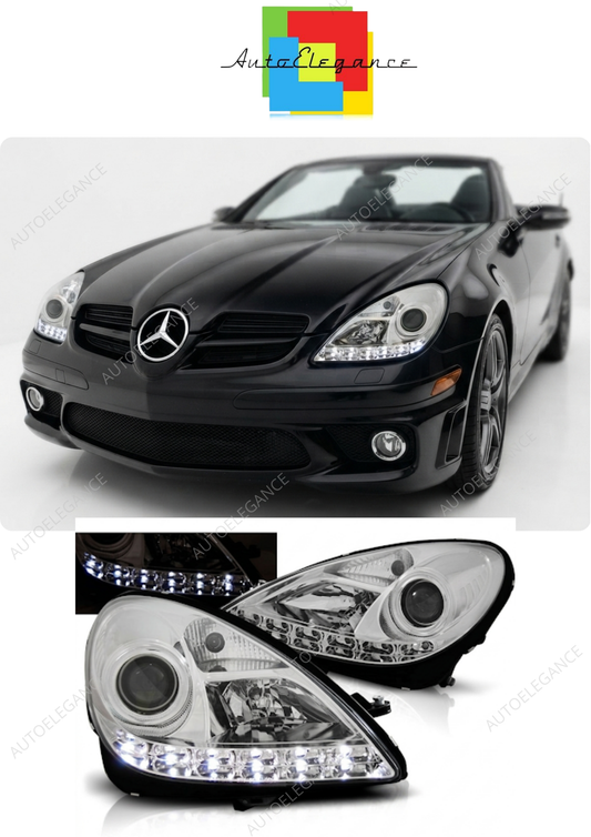 💕 Fari Anteriori Adatto per Mercedes R171 SLK 04-11 Xenon LED Daylight Cromat💕