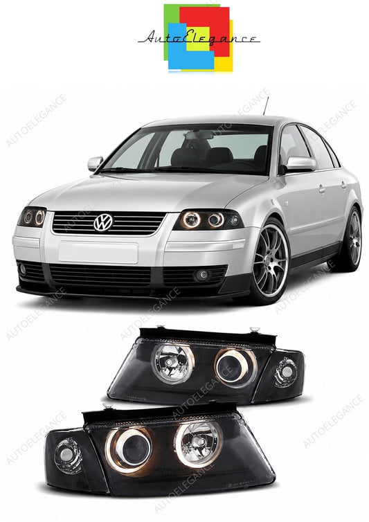 💕 Fari Anteriori Adatto per VW Passat B5 3B 96-00 Angel Eyes Neri 💕