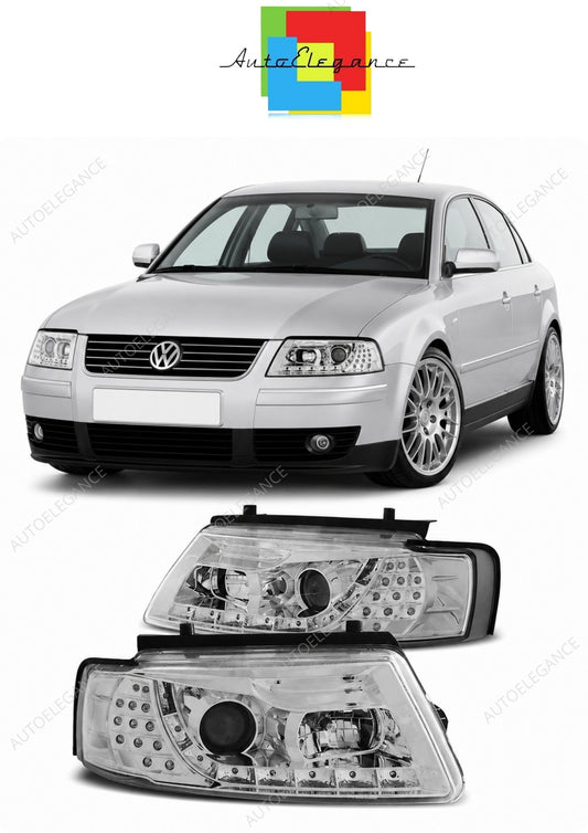 💕 Fari Anteriori Adatto per VW Passat B5 96-00 Daylight LED Cromati 💕