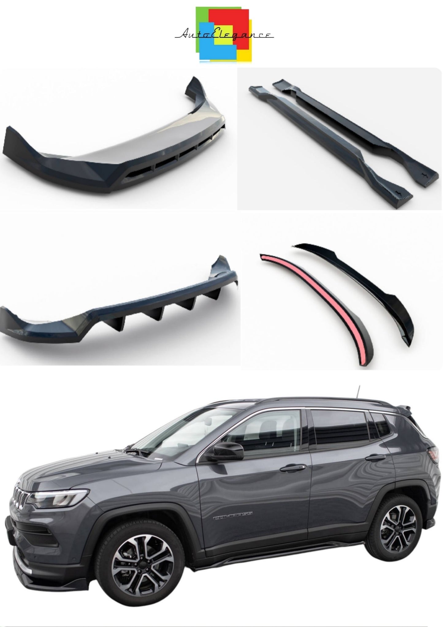 SPLITTER SUITABLE FOR VW GOLF 8 GTI GTD RLINE LOOK GLOSSY BLACK SPORTY DESIGN 
