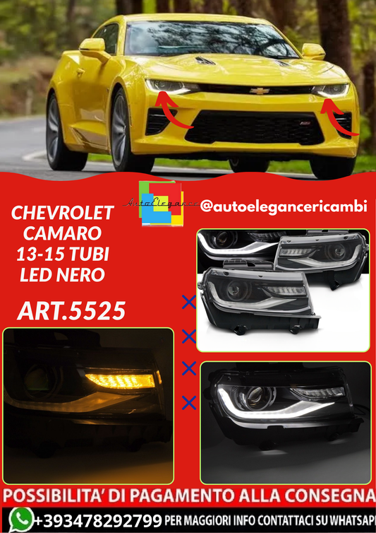 ART.5525 FARI ANTERIORI CHEVROLET CAMARO 13-15 TUBI LED NERO