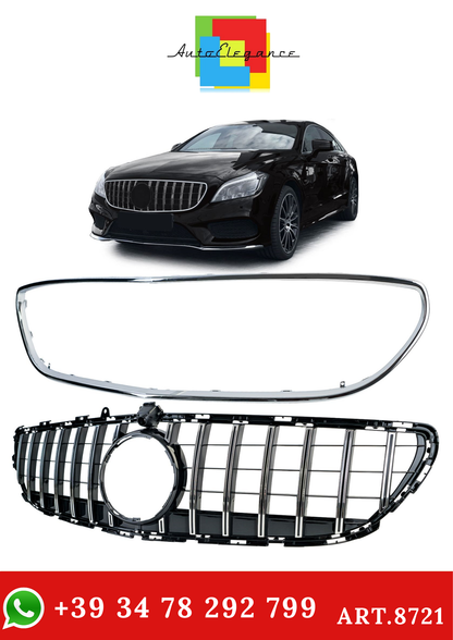 💫ART.8721 Griglia Nero Lucido con montanti Cromati per M.Benz CLS C218/X218 2014+💫
