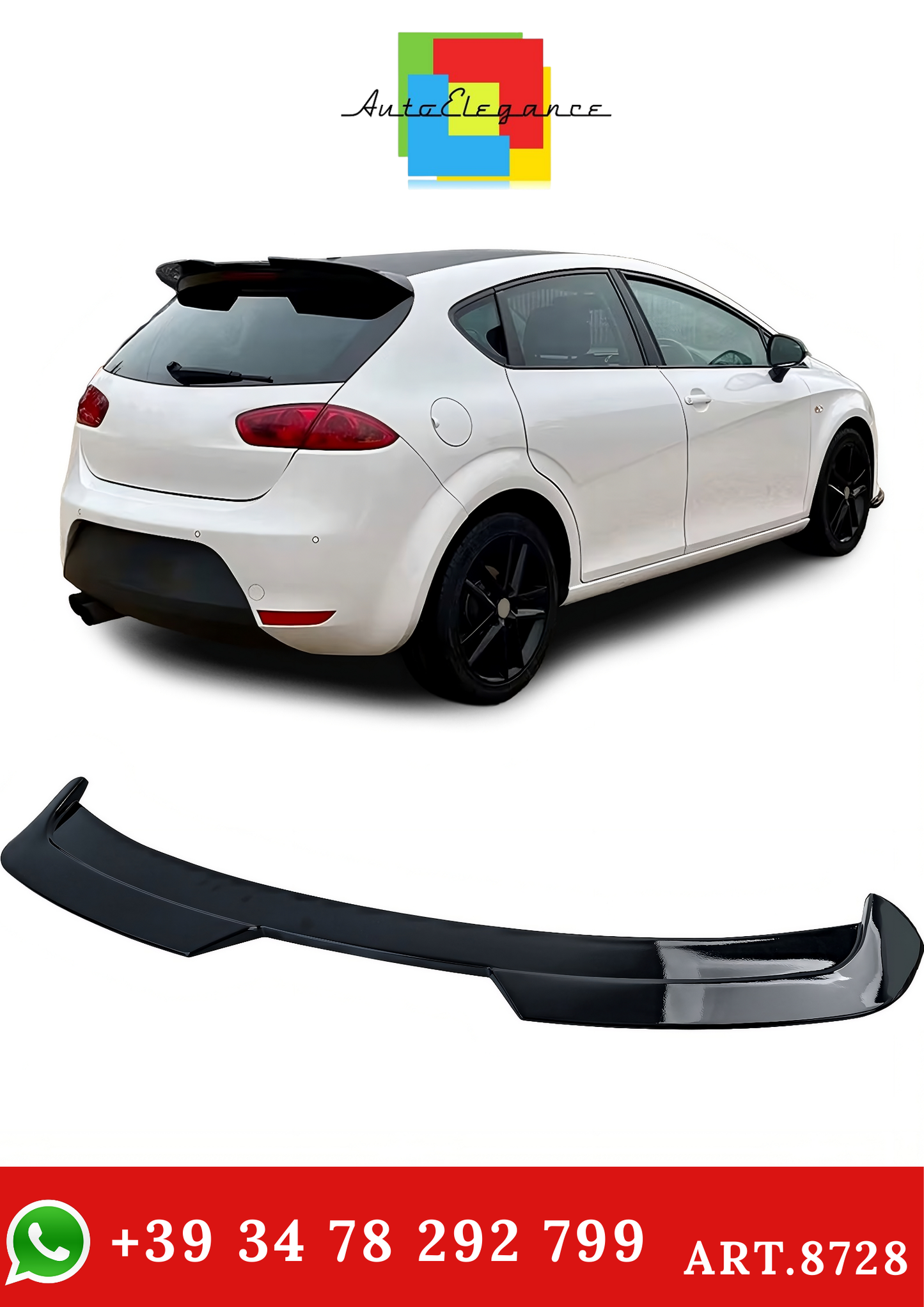 💫ART.8728 Spoiler Posteriore (tetto) nero lucido per Seat Leon 1P 2009-2012💫