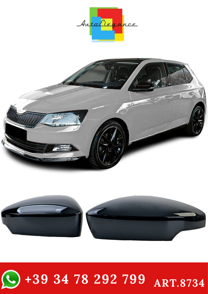💫ART.8734 Calotte Specchio Nero Lucido per Skoda Fabia NJ (2014–2022)💫