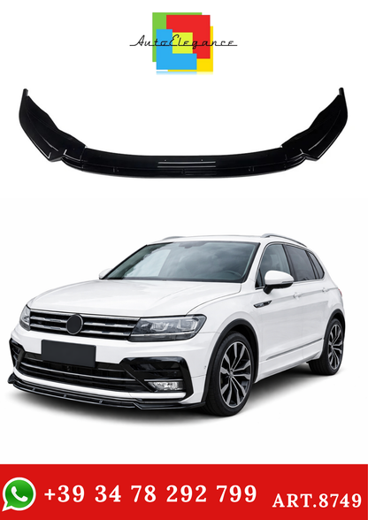 💫ART.8749 Splitter Anteriore Nero Lucido per VW Tiguan MK2 R-Line 2017+💫