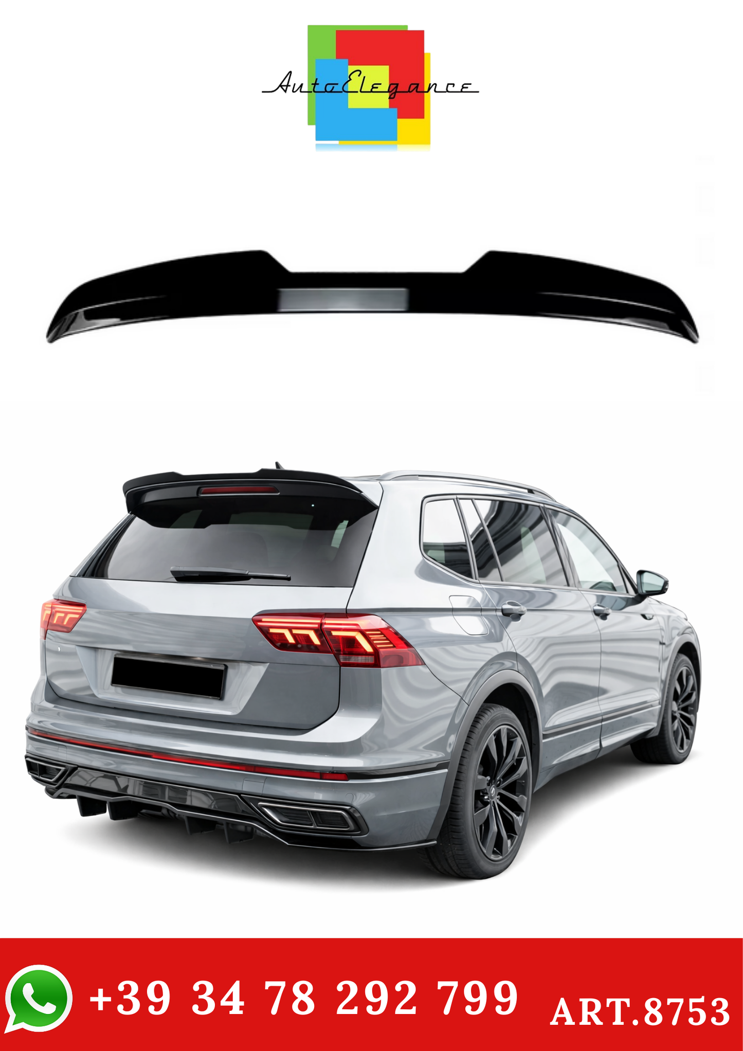 💫ART.8753 Spoiler Tetto adatto per VW Tiguan MK2 R-Line 2017-2023💫