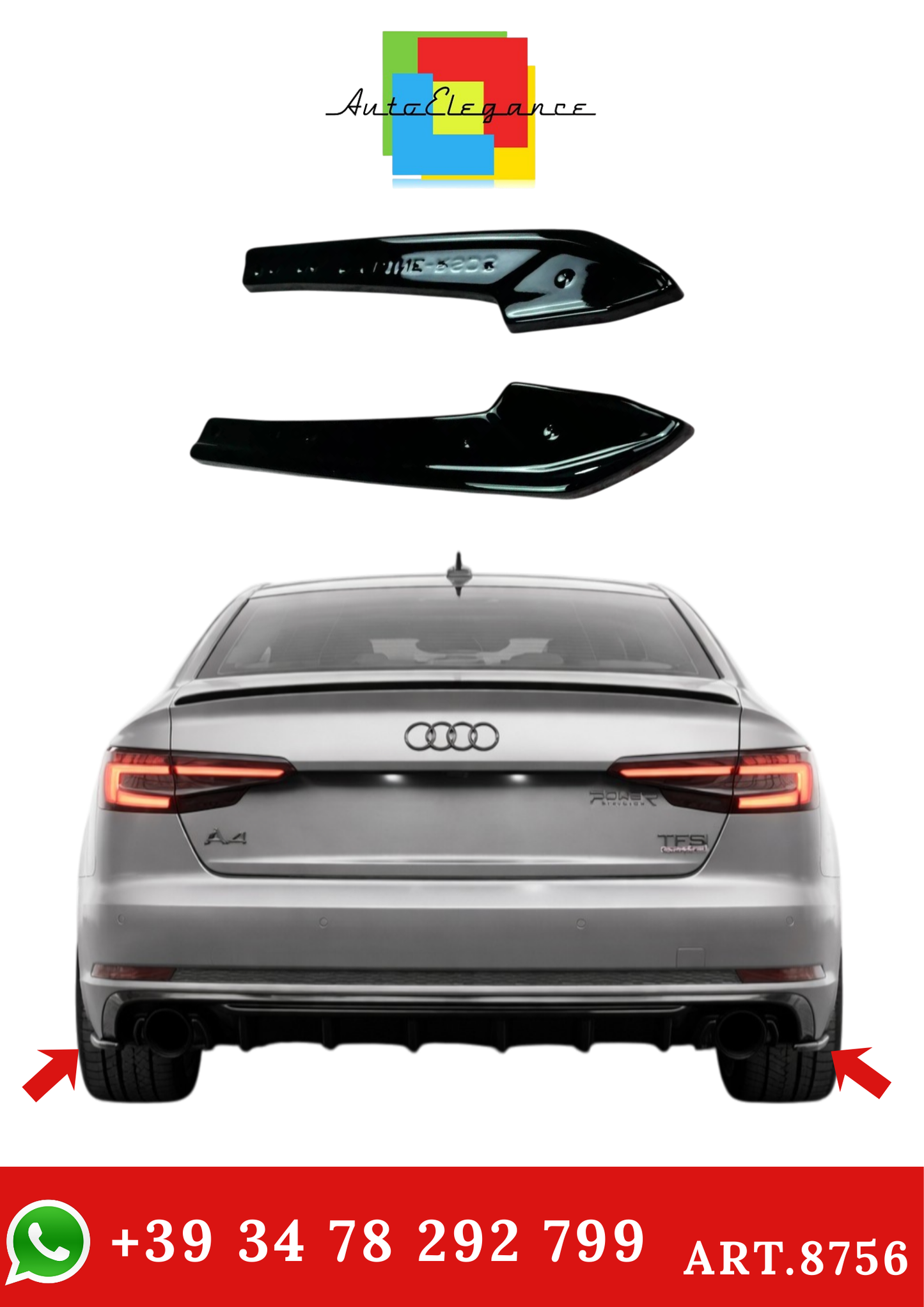 💫ART.8756 Flaps Posteriori Stile Maxton per Audi A4 B9 S-Line Sedan / Avant 2015+💫