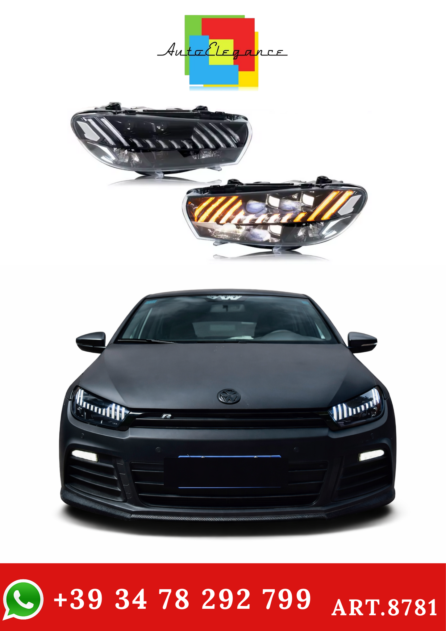 💫ART.8781 Fari Anteriori LED DRL per VW Scirocco 3 TSI / R 2009-2017💫