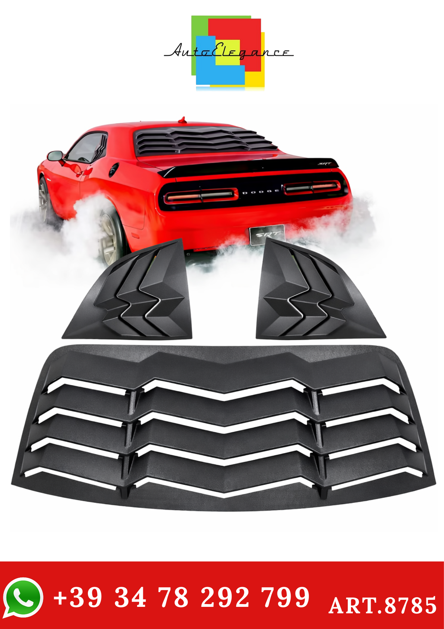 💫ART.8785 Feritoia Posteriore Lunotto Griglia Stile GT Lambo per Dodge Challenger 08-23💫
