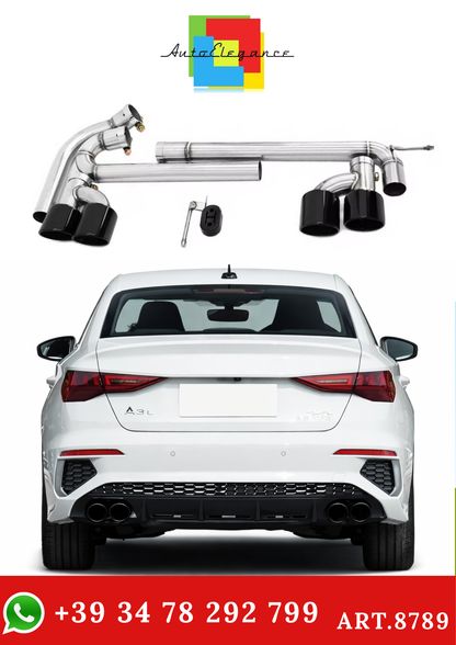 💫ART.8789 Terminali di Scarico Neri per Audi A3 8Y 2021+ in Acciaio Inox💫