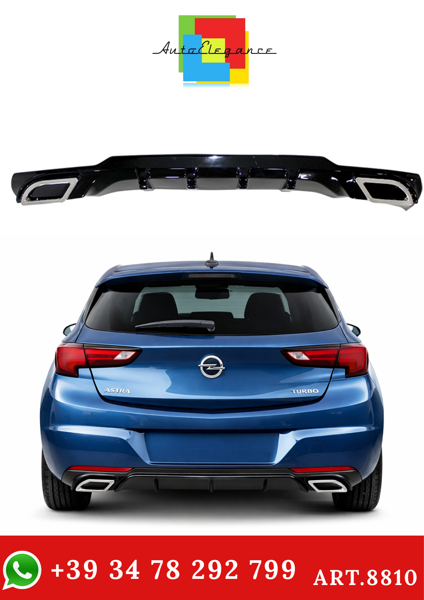 💫ART.8810 DIFFUSORE ASTRA K 2015-2021 LOOK SPORT (CON TERMINALI CROMATI)💫