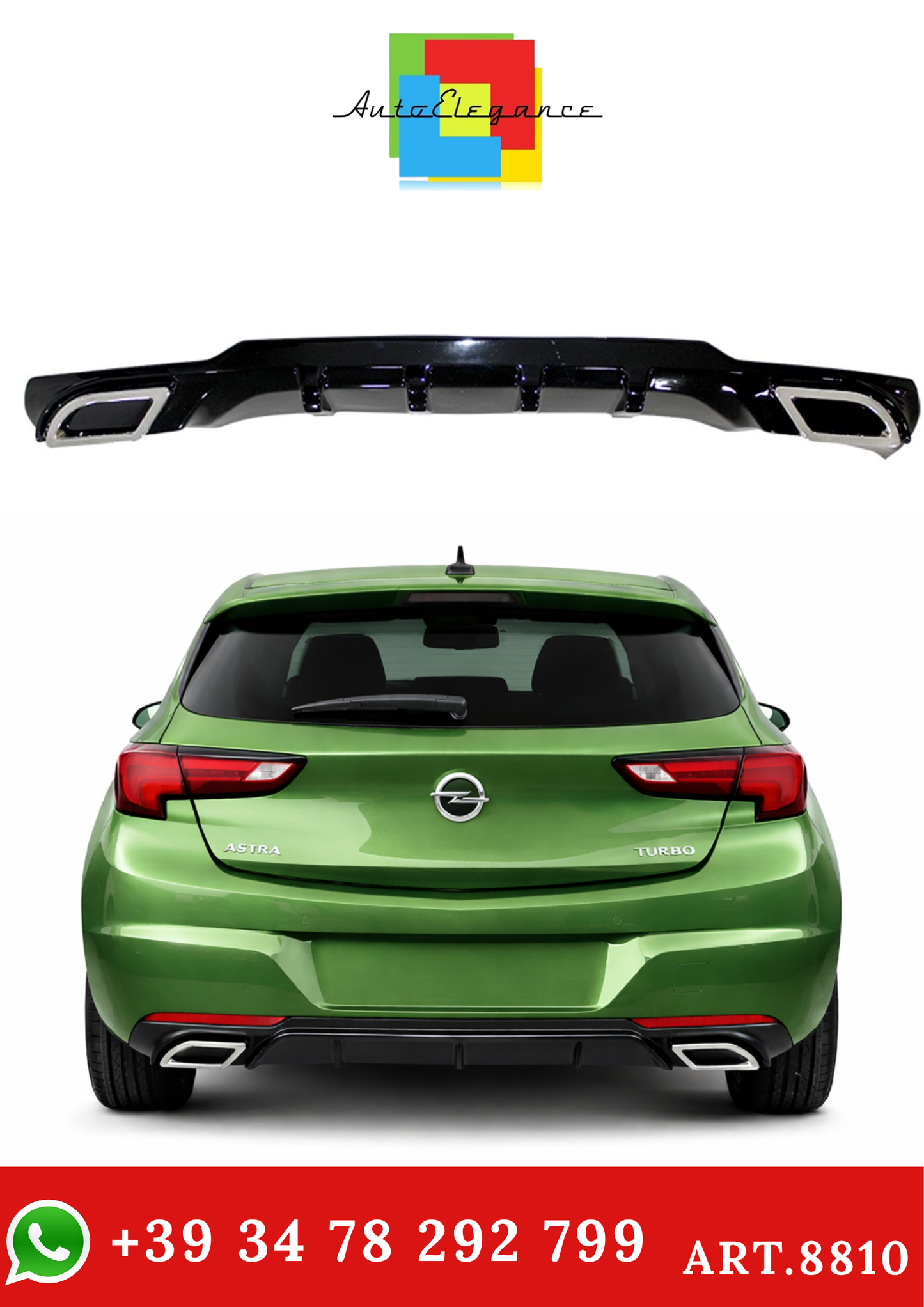 💫ART.8810 DIFFUSORE ASTRA K 2015-2021 LOOK SPORT (CON TERMINALI CROMATI)💫