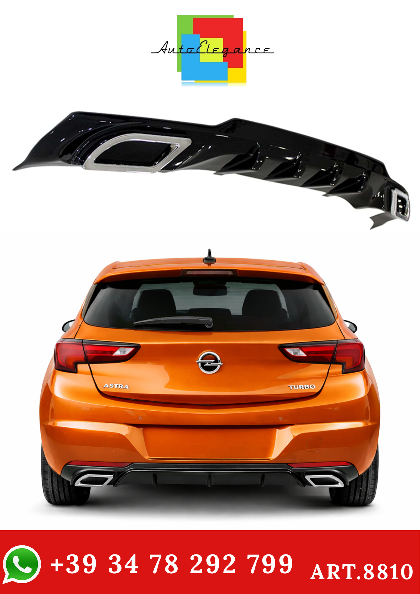 💫ART.8810 DIFFUSORE ASTRA K 2015-2021 LOOK SPORT (CON TERMINALI CROMATI)💫