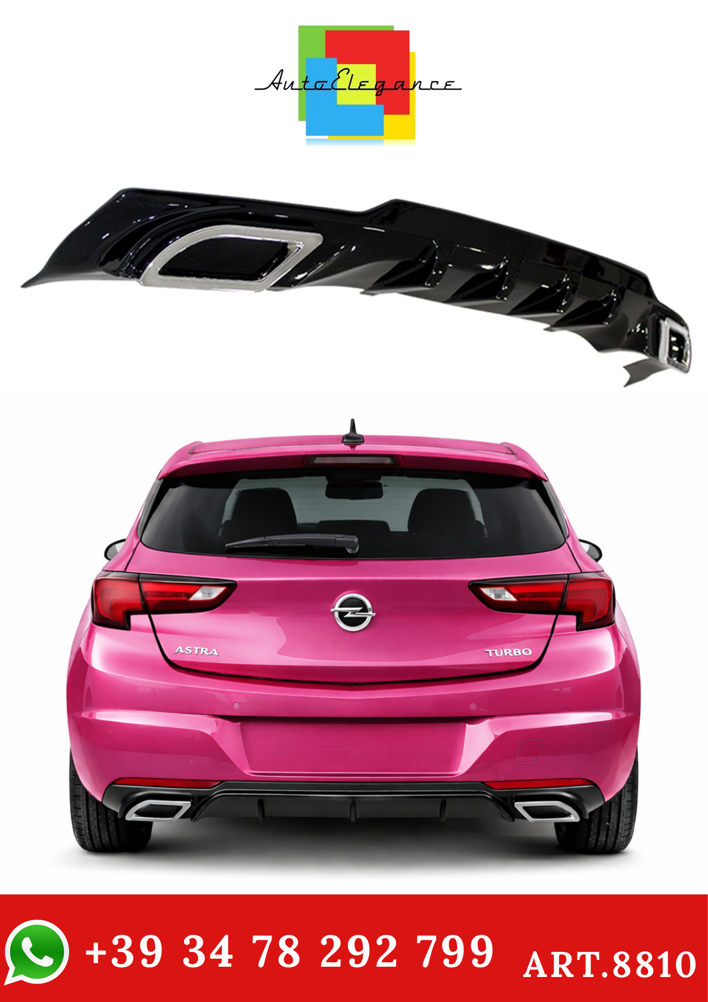 💫ART.8810 DIFFUSORE ASTRA K 2015-2021 LOOK SPORT (CON TERMINALI CROMATI)💫