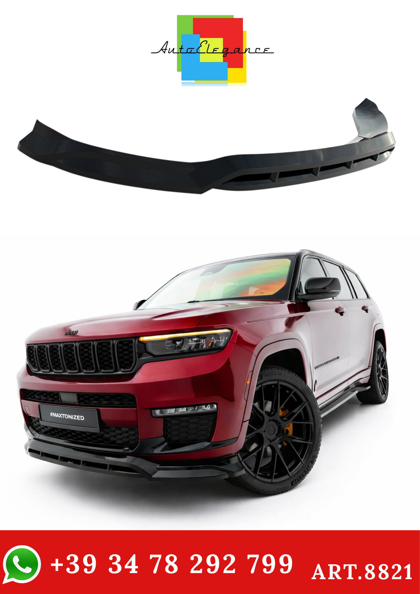 💫ART.8821 Splitter Anteriore adatto per Jeep Grand Cherokee L Mk5 2021+💫