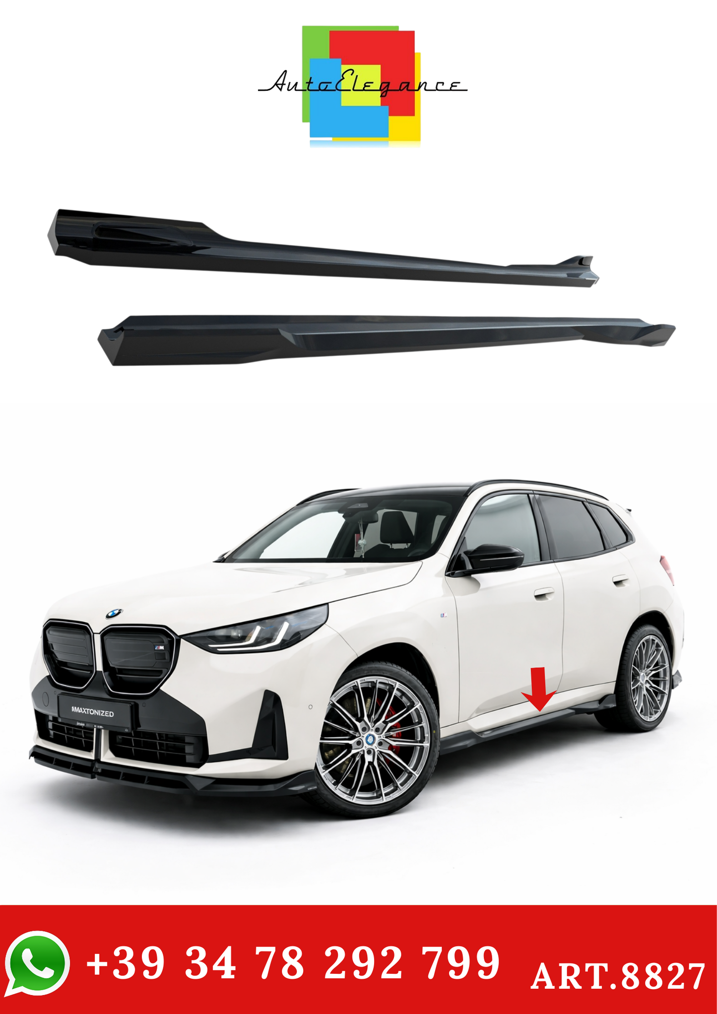 💫ART.8827 Sotto Minigonne Nero Lucido per BMW X3 M50 G45 2024+💫