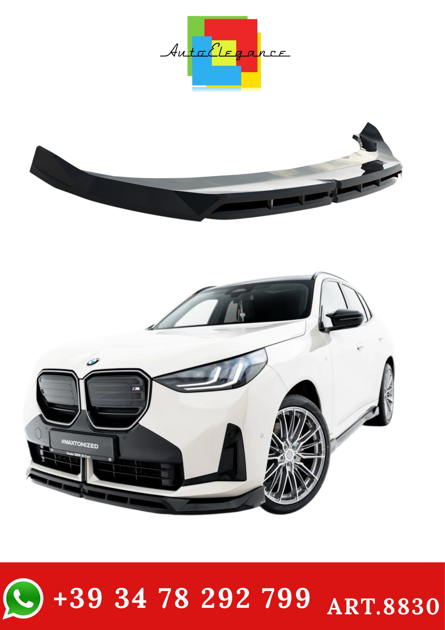 💫ART.8830 Splitter Anteriore Nero Lucido per BMW X3 M50 G45 2024+💫