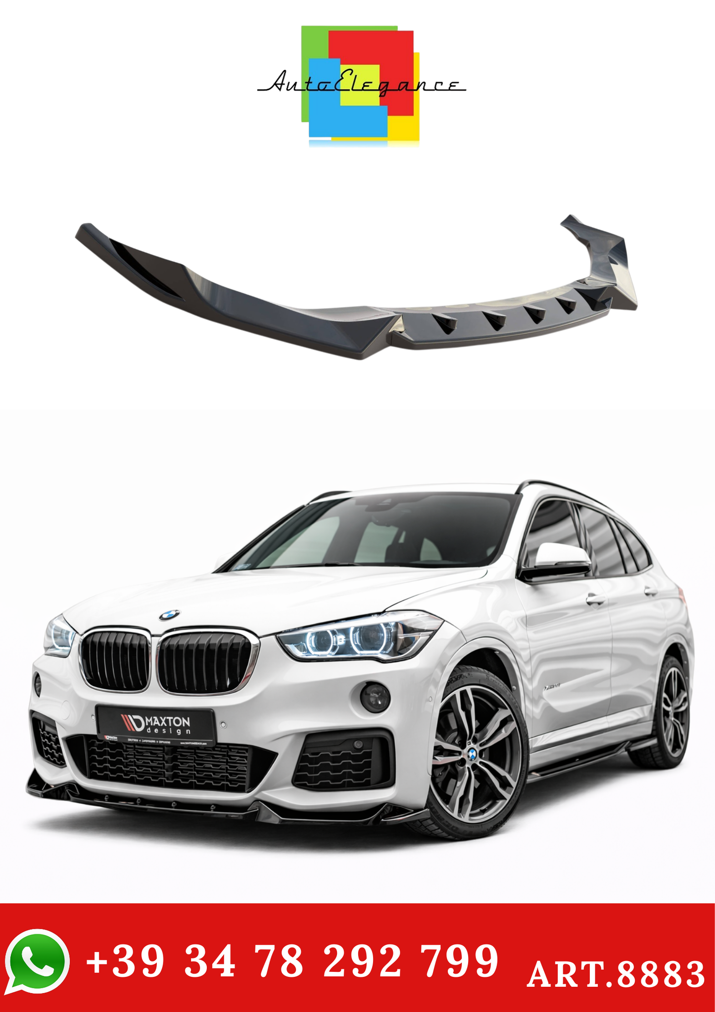 💫ART.8883 Splitter Anteriore V.2 per BMW X1 M-Pack F48 2015-2019💫