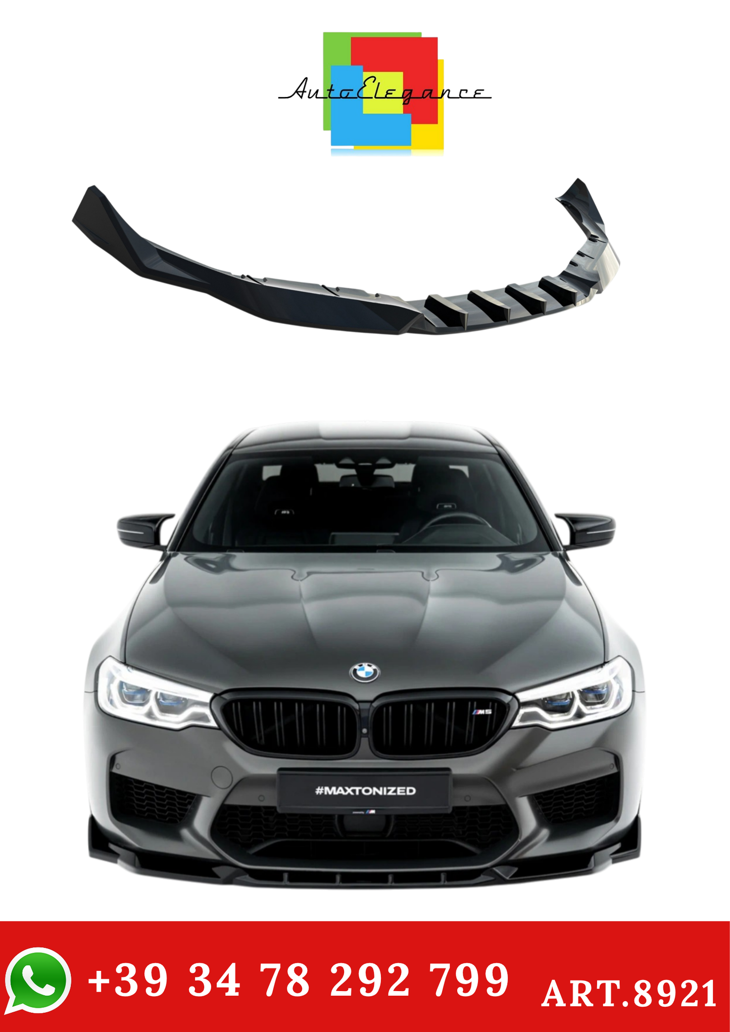 💫ART.8921 Splitter Anteriore Nero Lucido V.3 BMW M5 F90 2017-2020💫