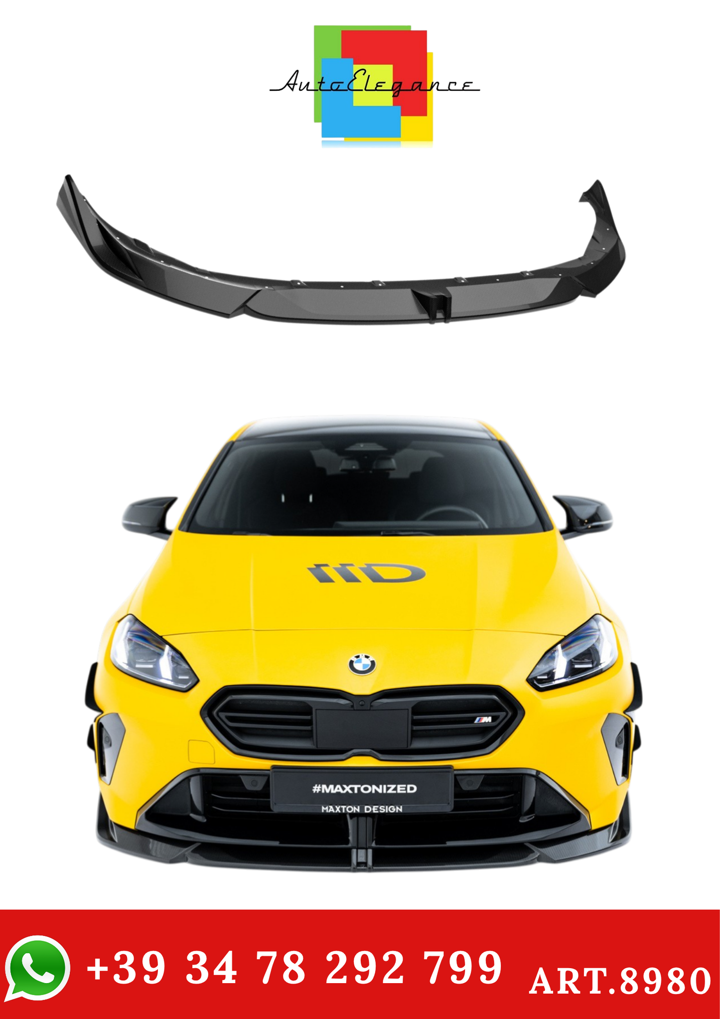 💫ART.8980 Prepreg Splitter Anteriore Carbonio per BMW M135i / 1 M-Pack F70💫