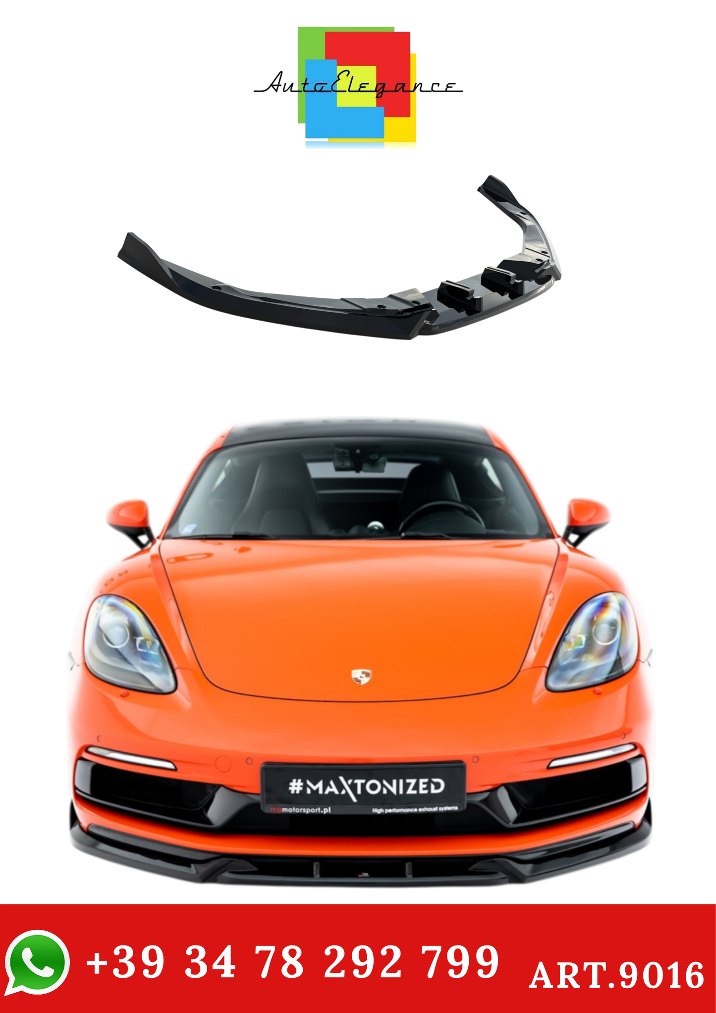 💫ART.9016 Splitter Anteriore V.3 per Porsche 718 Cayman GTS 982c 2016-2025💫
