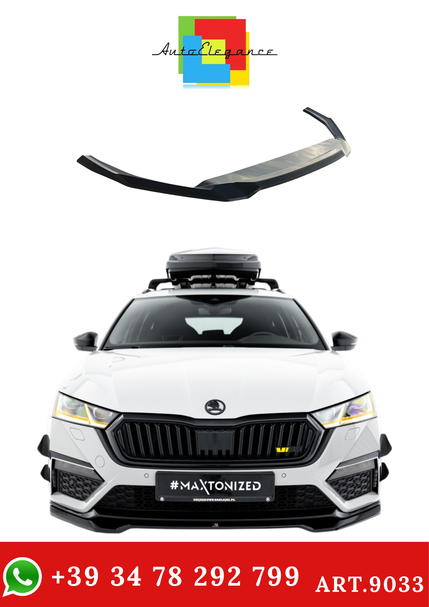 💫ART.9033 Splitter Anteriore V.4 per Skoda Octavia RS Mk4 2020-2024💫