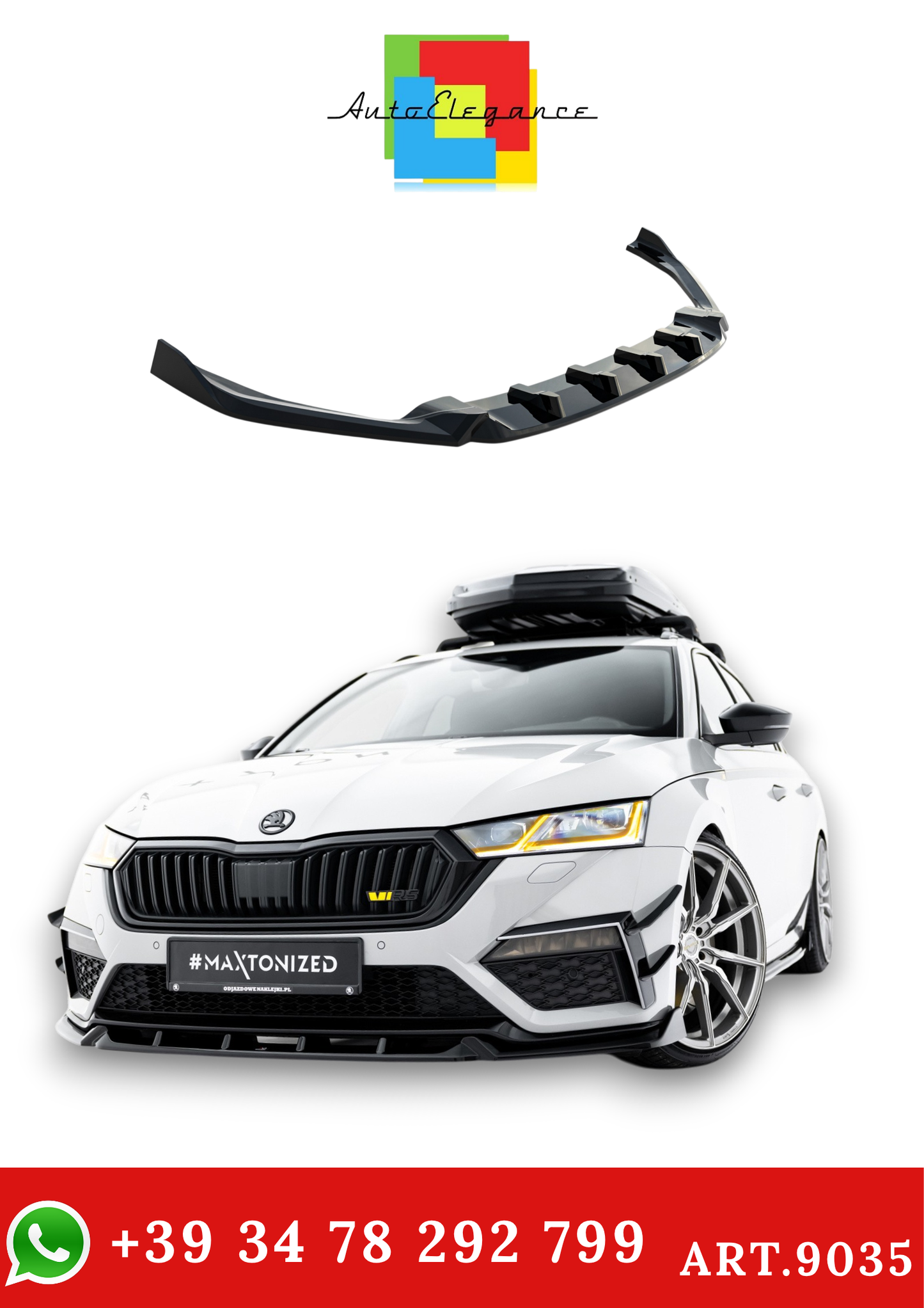 💫ART.9035 Splitter Anteriore V.5 per Skoda Octavia RS Mk4 2020-2024💫