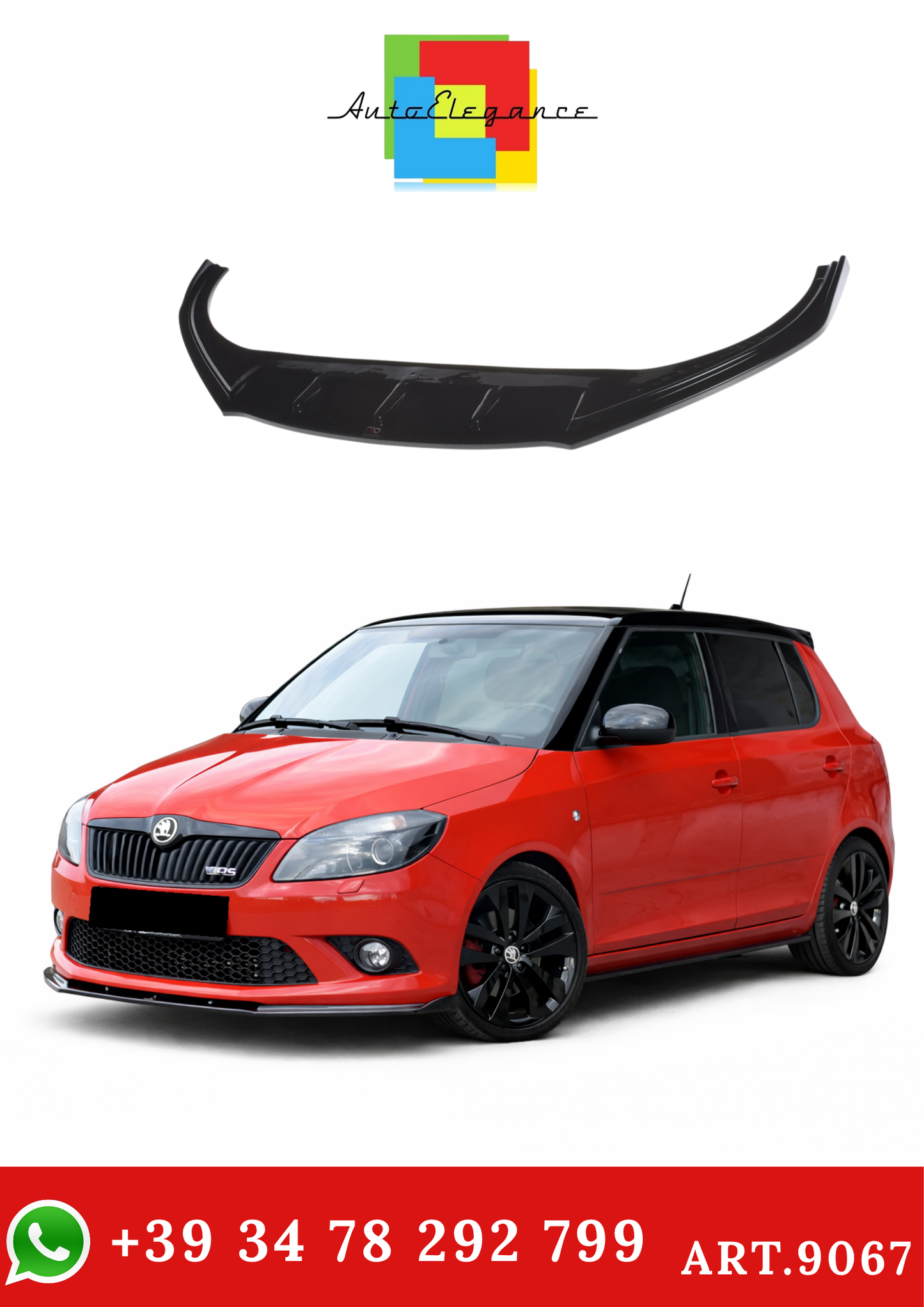 💫ART.9067 Splitter Anteriore Nero Lucido per SKODA FABIA MK2 RS💫