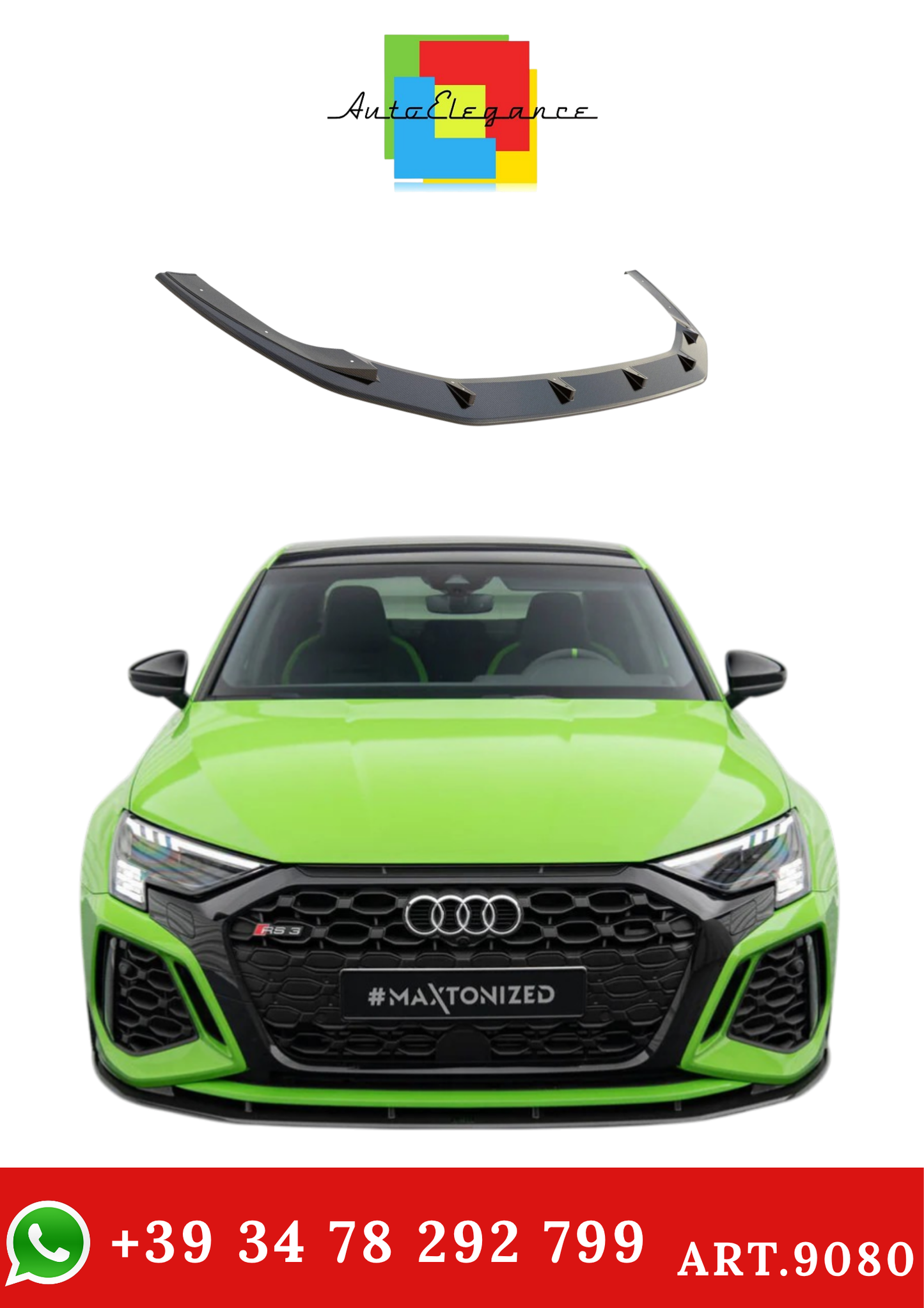 💫ART.9080 Splitter Anteriore in Fibra di Carbonio per Audi RS3 Berlina / Sportback 8Y💫