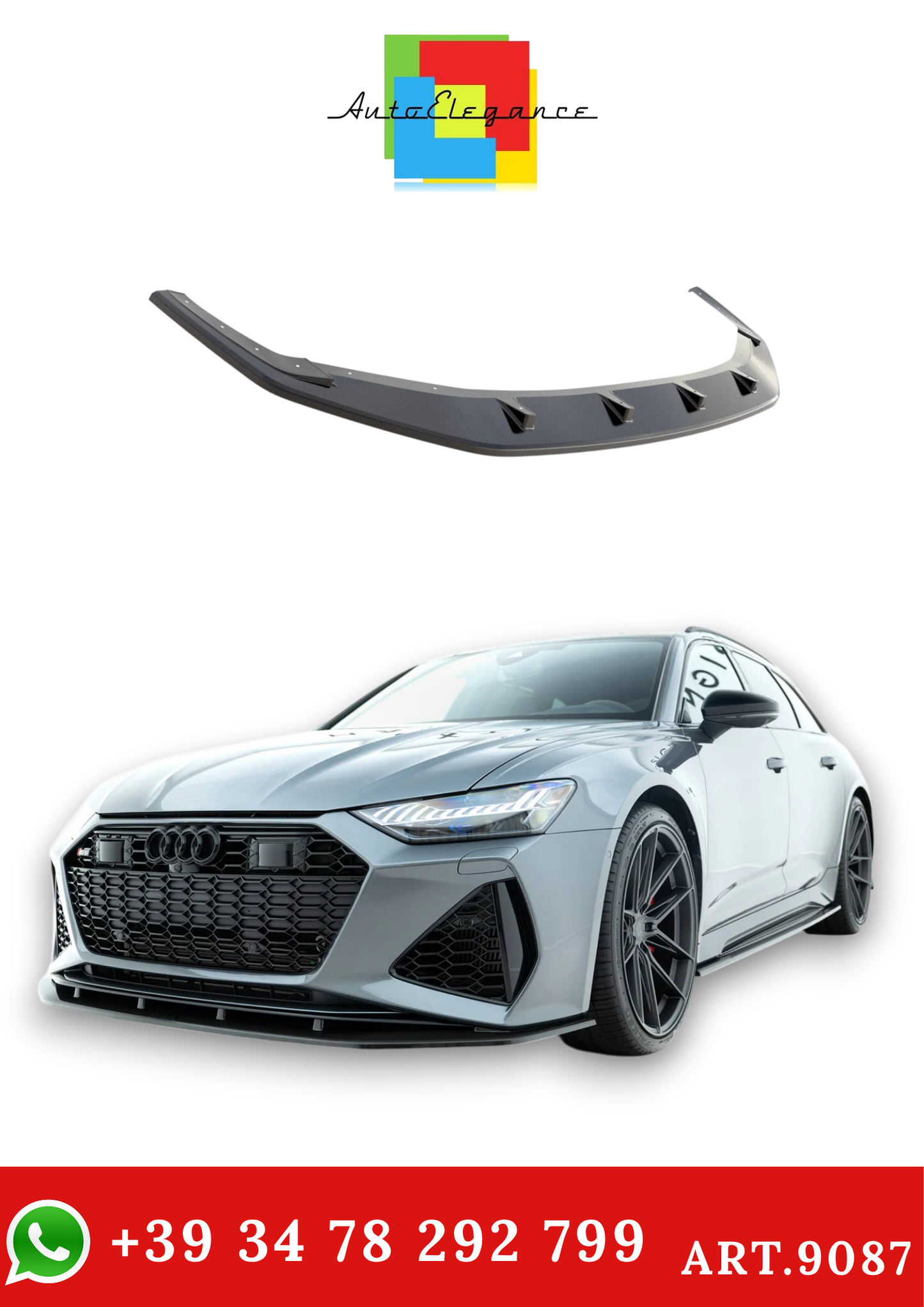 💫ART.9087 Splitter Anteriore in Fibra di Carbonio per Audi RS7 C8 2018-2023💫