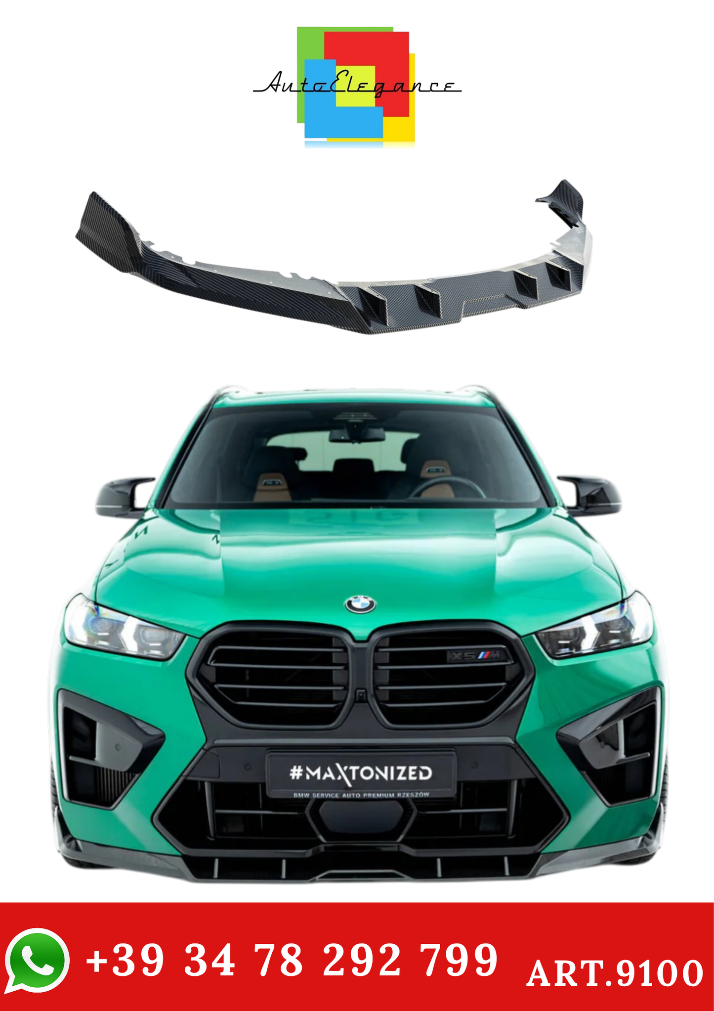💫ART.9100 Splitter Anteriore in fibra di carbonio per BMW X5 M F95 restyling💫