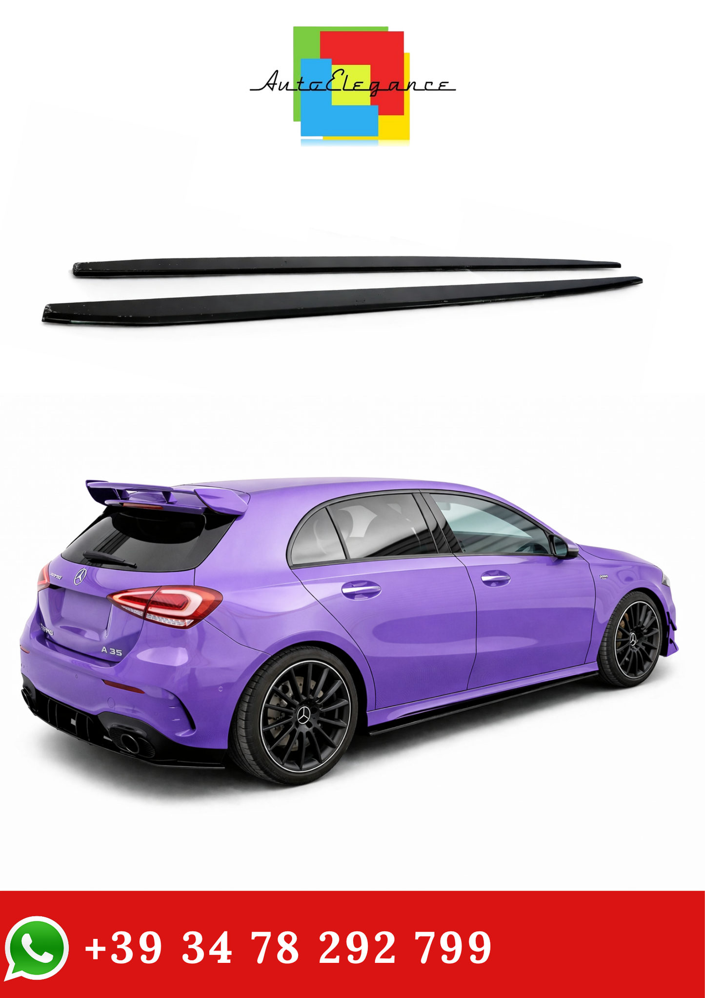 💫SOTTO MINIGONNE ADATTO PER MERCEDES CLASSE A W177 sportback nero lucido💫